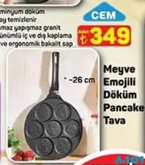 CEM MEYVE EMOJİLİ DÖKÜM PANCAKE TAVA